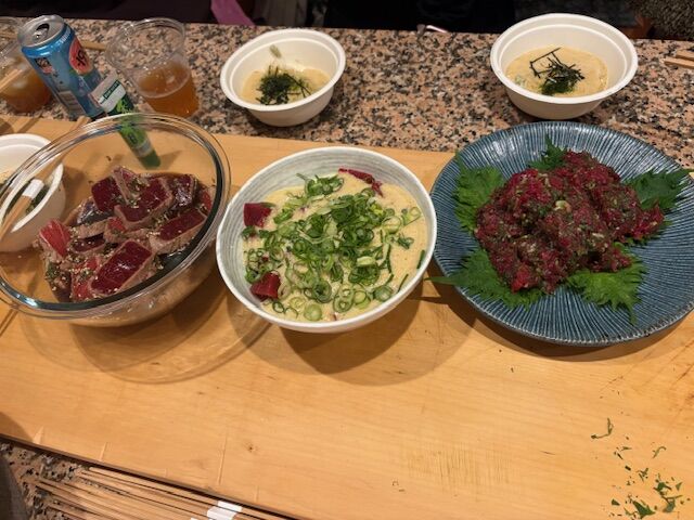 敬愛するお客様が釣った本マグロ270ｋｇ　マグロづくしで食事会